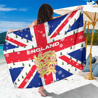 England Christmas Sarong with Red White Blue Santa Bus Tree and Three Lions Design - Wonder Print Shop