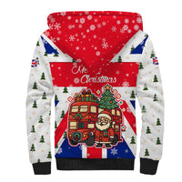 England Christmas Sherpa Hoodie with Red White Blue Santa Bus Tree and Three Lions Design - Wonder Print Shop