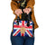 England Christmas Shoulder Handbag with Red White Blue Santa Bus Tree and Three Lions Design - Wonder Print Shop