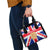 England Christmas Shoulder Handbag with Red White Blue Santa Bus Tree and Three Lions Design - Wonder Print Shop
