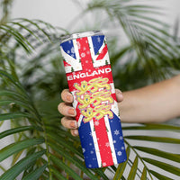 England Christmas Skinny Tumbler with Red White Blue Santa Bus Tree and Three Lions Design - Wonder Print Shop
