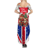 England Christmas Summer Maxi Dress with Red White Blue Santa Bus Tree and Three Lions Design - Wonder Print Shop