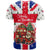England Christmas T Shirt with Red White Blue Santa Bus Tree and Three Lions Design - Wonder Print Shop