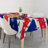 England Christmas Tablecloth with Red White Blue Santa Bus Tree and Three Lions Design - Wonder Print Shop