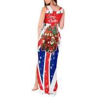 England Christmas Tank Maxi Dress with Red White Blue Santa Bus Tree and Three Lions Design - Wonder Print Shop