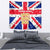 England Christmas Tapestry with Red White Blue Santa Bus Tree and Three Lions Design - Wonder Print Shop