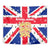 England Christmas Tapestry with Red White Blue Santa Bus Tree and Three Lions Design - Wonder Print Shop