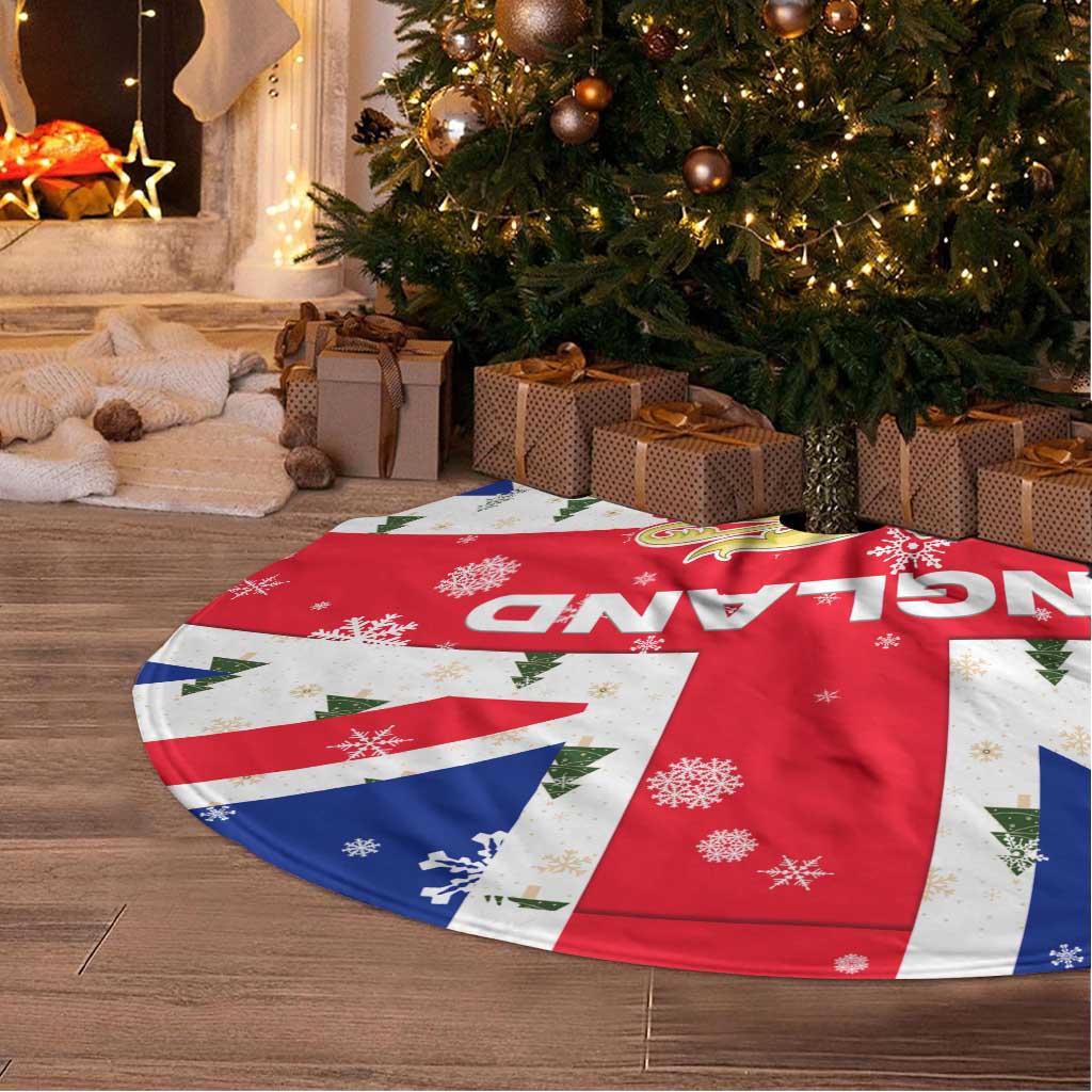 England Christmas Tree Skirt with Red White Blue Santa Bus Tree and Three Lions Design - Wonder Print Shop