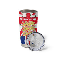 England Christmas Tumbler Cup with Red White Blue Santa Bus Tree and Three Lions Design - Wonder Print Shop