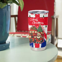 England Christmas Tumbler Cup with Red White Blue Santa Bus Tree and Three Lions Design - Wonder Print Shop