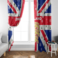 England Christmas Window Curtain with Red White Blue Santa Bus Tree and Three Lions Design - Wonder Print Shop