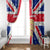 England Christmas Window Curtain with Red White Blue Santa Bus Tree and Three Lions Design - Wonder Print Shop