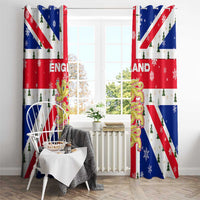 England Christmas Window Curtain with Red White Blue Santa Bus Tree and Three Lions Design - Wonder Print Shop