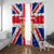 England Christmas Window Curtain with Red White Blue Santa Bus Tree and Three Lions Design - Wonder Print Shop