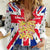 England Christmas Women Casual Shirt with Red White Blue Santa Bus Tree and Three Lions Design - Wonder Print Shop