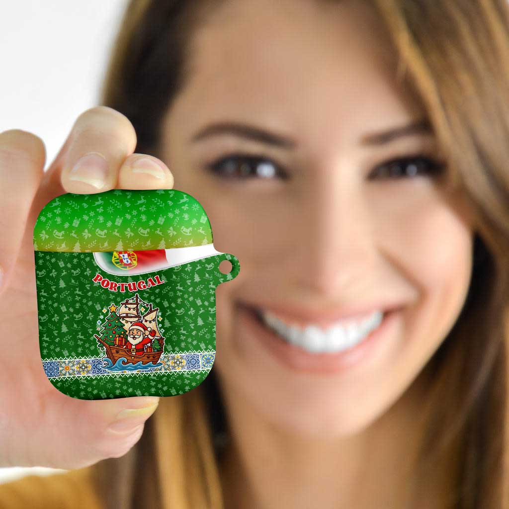 Portugal Christmas AirPods Case with Green Red Santa Ship Tree and Coat of Arms - Wonder Print Shop