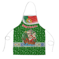 Portugal Christmas Apron with Green Red Santa Ship Tree and Coat of Arms - Wonder Print Shop