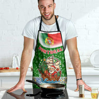 Portugal Christmas Apron with Green Red Santa Ship Tree and Coat of Arms - Wonder Print Shop