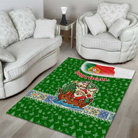 Portugal Christmas Area Rug with Green Red Santa Ship Tree and Coat of Arms - Wonder Print Shop