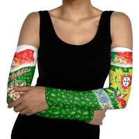 Portugal Christmas Arm Sleeves with Green Red Santa Ship Tree and Coat of Arms - Wonder Print Shop