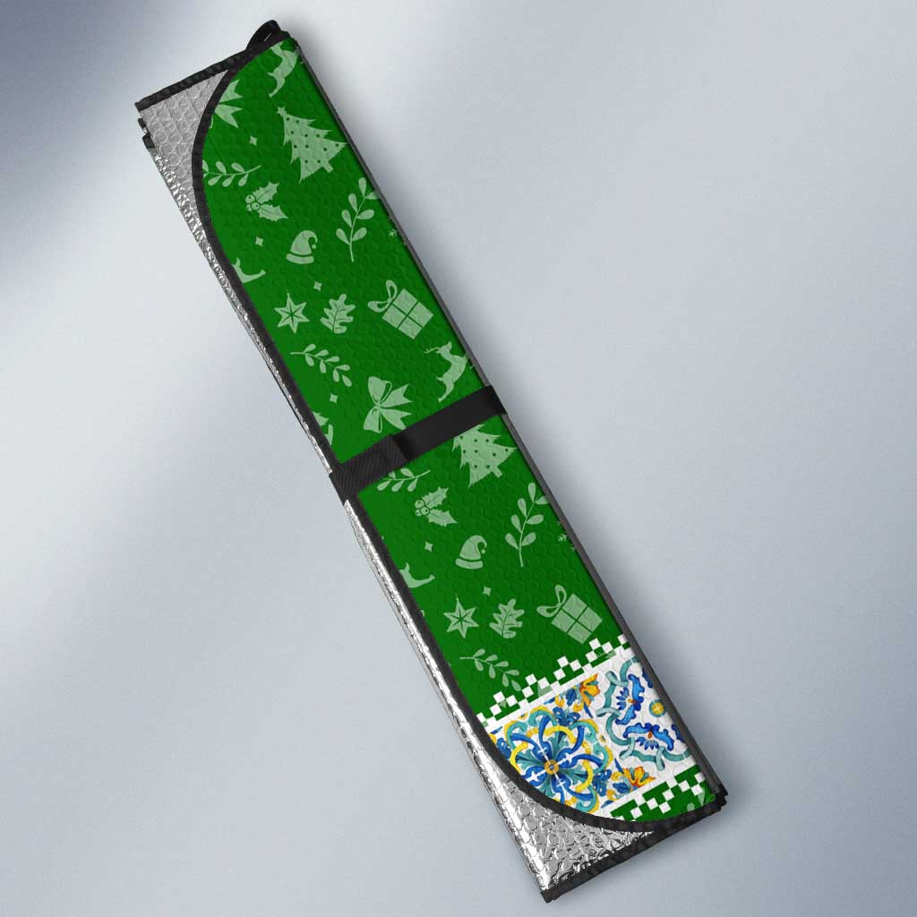 Portugal Christmas Auto Sun Shade with Green Red Santa Ship Tree and Coat of Arms - Wonder Print Shop