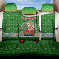 Portugal Christmas Back Car Seat Cover with Green Red Santa Ship Tree and Coat of Arms - Wonder Print Shop