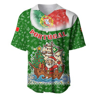 Portugal Christmas Baseball Jersey with Green Red Santa Ship Tree and Coat of Arms - Wonder Print Shop