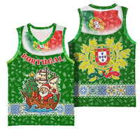 Portugal Christmas Basketball Jersey with Green Red Santa Ship Tree and Coat of Arms - Wonder Print Shop