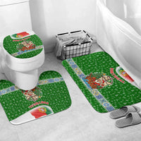 Portugal Christmas Bathroom Set with Green Red Santa Ship Tree and Coat of Arms - Wonder Print Shop