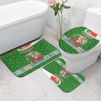 Portugal Christmas Bathroom Set with Green Red Santa Ship Tree and Coat of Arms - Wonder Print Shop