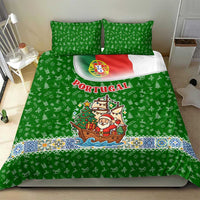 Portugal Christmas Bedding Set with Green Red Santa Ship Tree and Coat of Arms - Wonder Print Shop