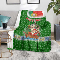 Portugal Christmas Blanket with Green Red Santa Ship Tree and Coat of Arms - Wonder Print Shop