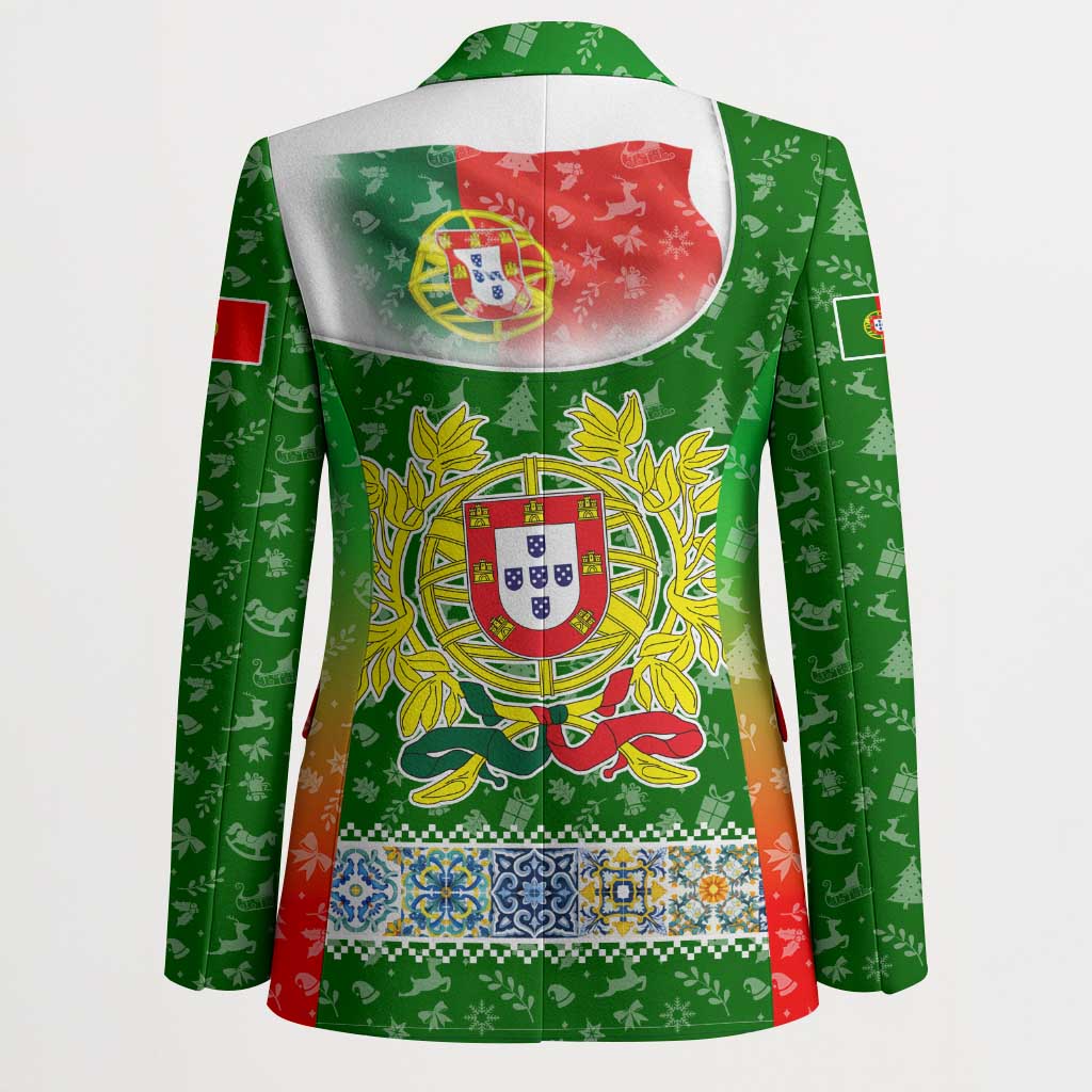 Portugal Christmas Blazer with Green Red Santa Ship Tree and Coat of Arms - Wonder Print Shop