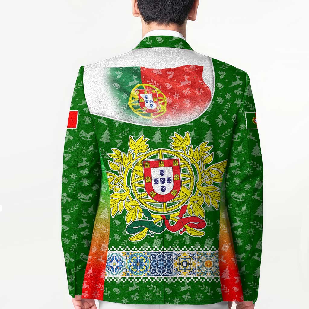 Portugal Christmas Blazer with Green Red Santa Ship Tree and Coat of Arms - Wonder Print Shop