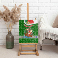 Portugal Christmas Canvas Wall Art with Green Red Santa Ship Tree and Coat of Arms - Wonder Print Shop