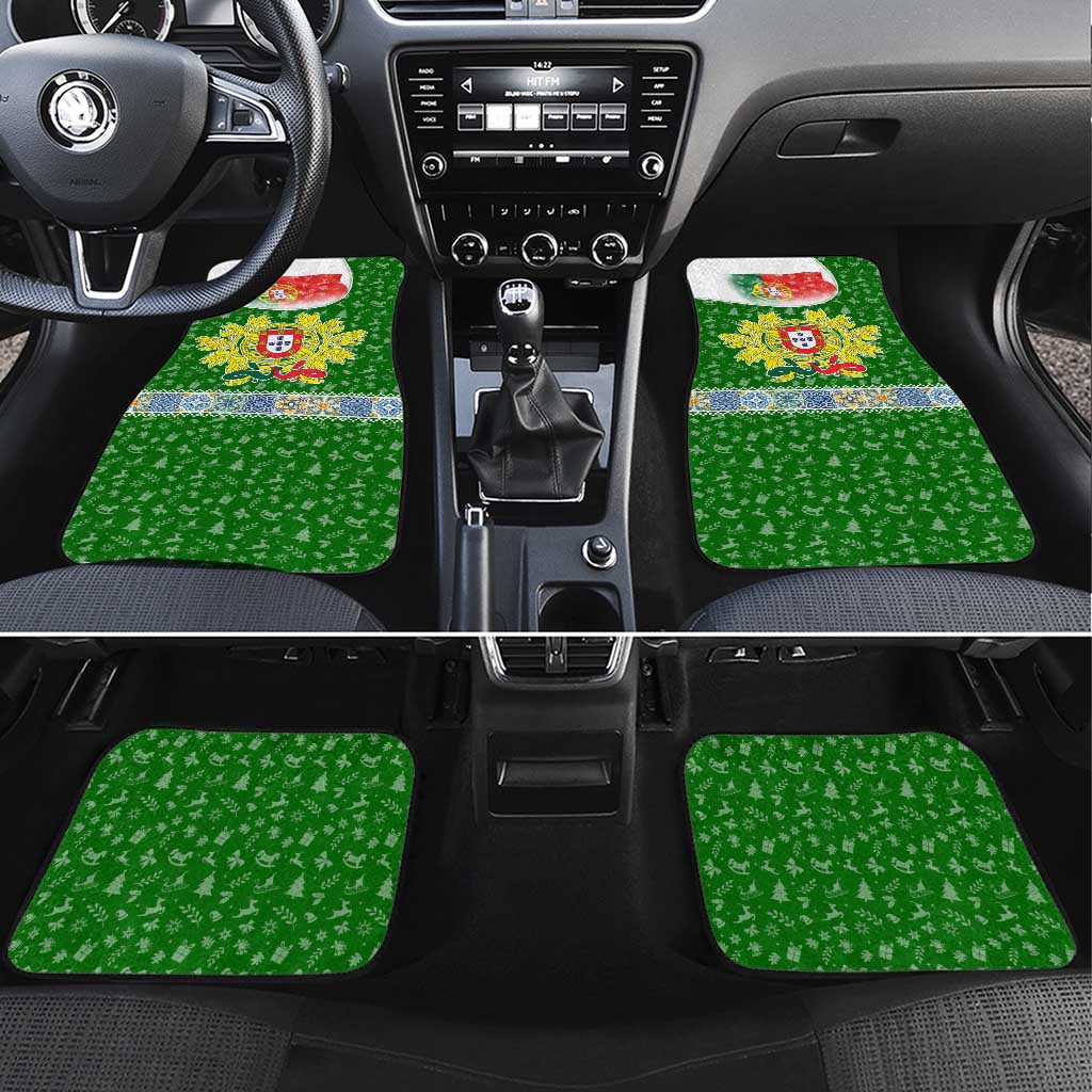 Portugal Christmas Car Mats with Green Red Santa Ship Tree and Coat of Arms - Wonder Print Shop