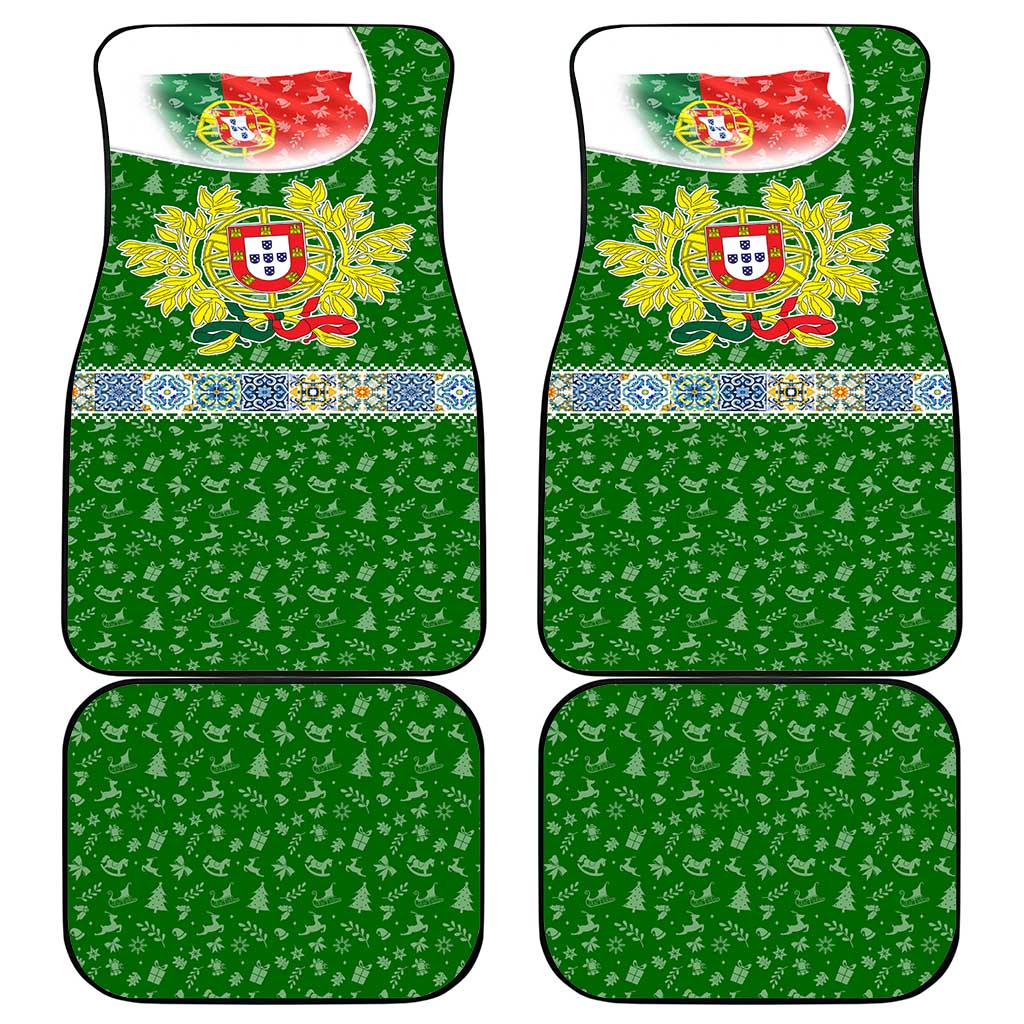 Portugal Christmas Car Mats with Green Red Santa Ship Tree and Coat of Arms - Wonder Print Shop