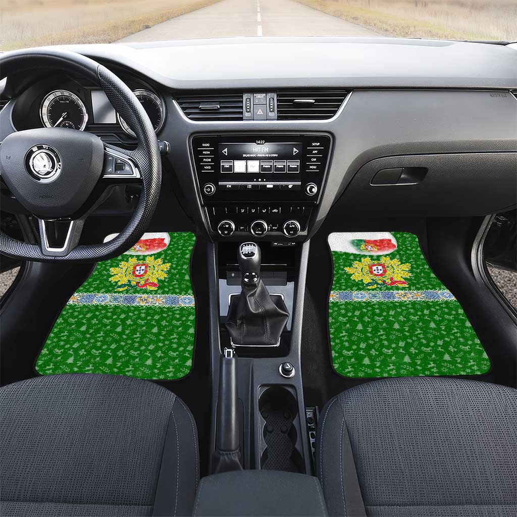 Portugal Christmas Car Mats with Green Red Santa Ship Tree and Coat of Arms - Wonder Print Shop