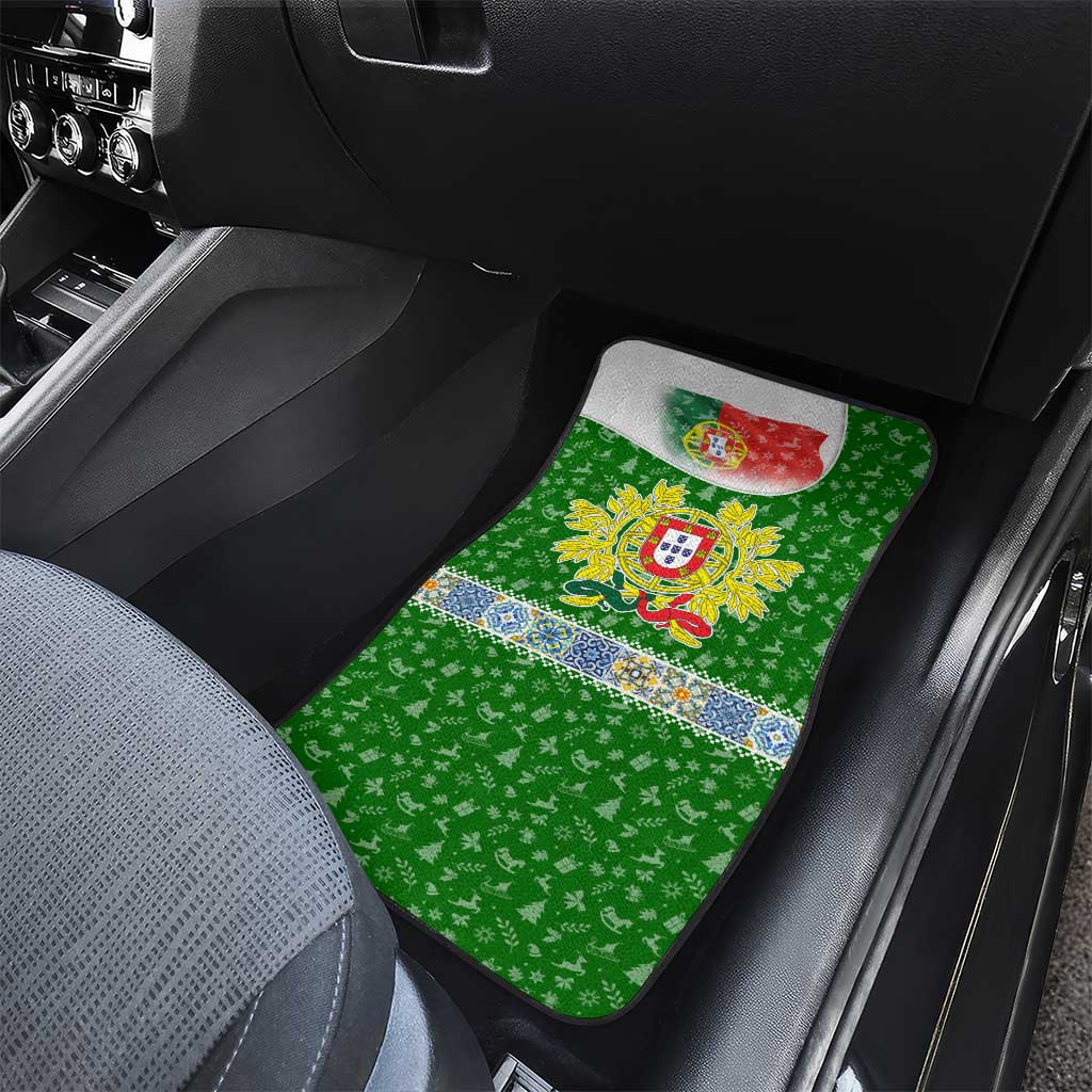 Portugal Christmas Car Mats with Green Red Santa Ship Tree and Coat of Arms - Wonder Print Shop