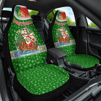 Portugal Christmas Car Seat Cover with Green Red Santa Ship Tree and Coat of Arms - Wonder Print Shop