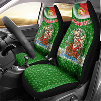 Portugal Christmas Car Seat Cover with Green Red Santa Ship Tree and Coat of Arms - Wonder Print Shop