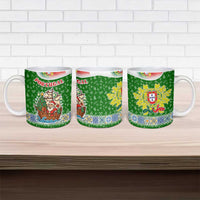 Portugal Christmas Ceramic Mug with Green Red Santa Ship Tree and Coat of Arms - Wonder Print Shop