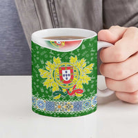 Portugal Christmas Ceramic Mug with Green Red Santa Ship Tree and Coat of Arms - Wonder Print Shop