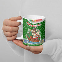 Portugal Christmas Ceramic Mug with Green Red Santa Ship Tree and Coat of Arms - Wonder Print Shop