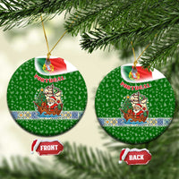 Portugal Christmas Ceramic Ornament with Green Red Santa Ship Tree and Coat of Arms - Wonder Print Shop