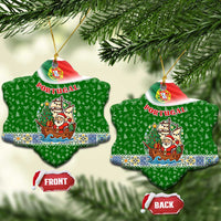 Portugal Christmas Ceramic Ornament with Green Red Santa Ship Tree and Coat of Arms - Wonder Print Shop