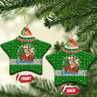 Portugal Christmas Ceramic Ornament with Green Red Santa Ship Tree and Coat of Arms - Wonder Print Shop