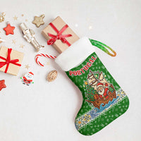 Portugal Christmas Stocking with Green Red Santa Ship Tree and Coat of Arms - Wonder Print Shop