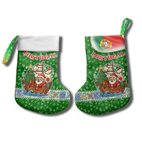 Portugal Christmas Stocking with Green Red Santa Ship Tree and Coat of Arms - Wonder Print Shop