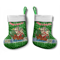 Portugal Christmas Stocking with Green Red Santa Ship Tree and Coat of Arms - Wonder Print Shop